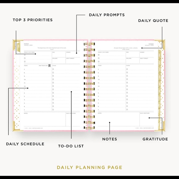 Day Designer 2024 Mini Daily Planner: Peony Bookcloth with Emily Ley extras* - Picture 4 of 12
